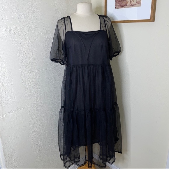 Mesh see through black dress w/ underdress - Picture 1 of 4
